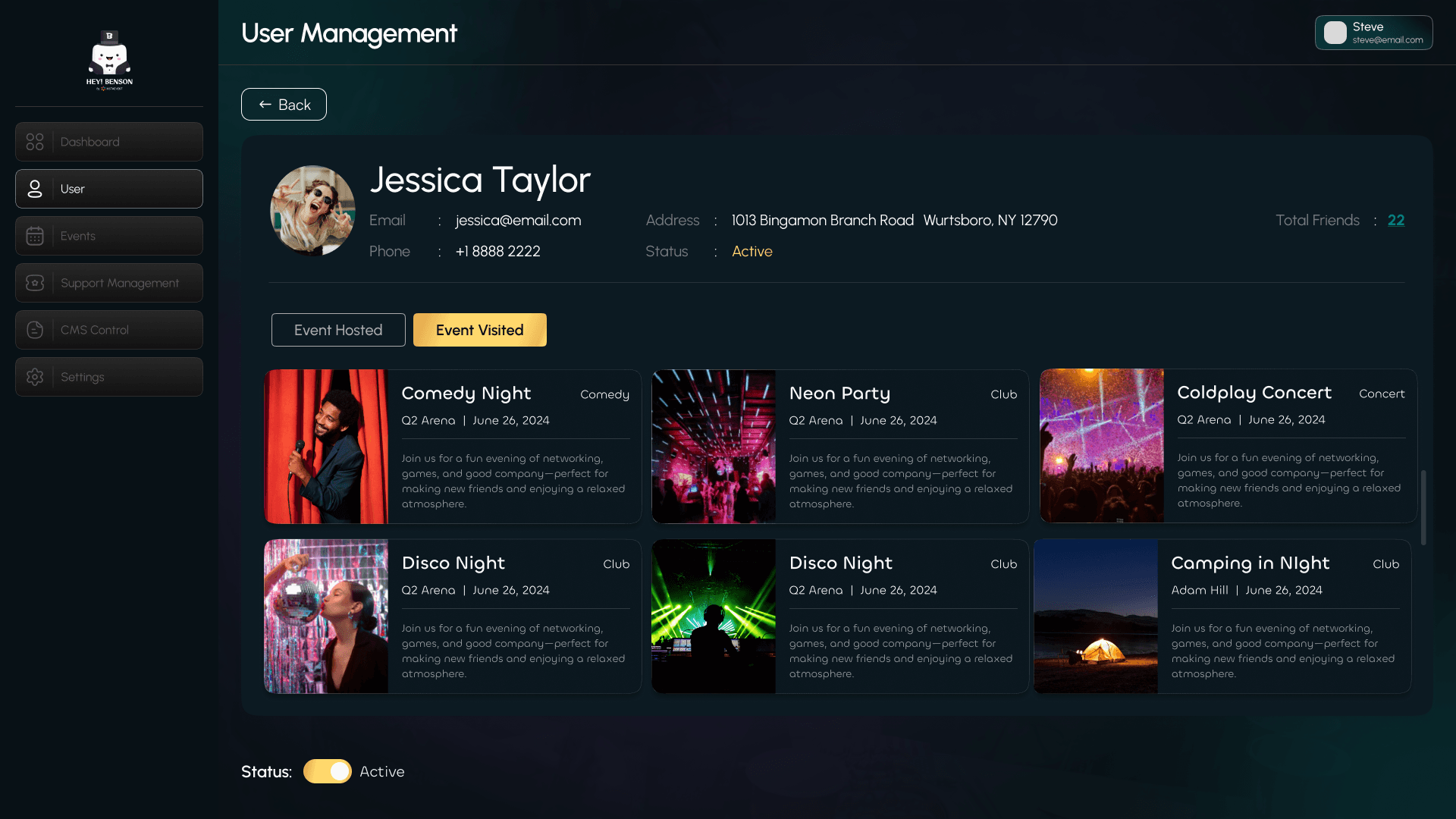 HeyBenson Admin website screenshot