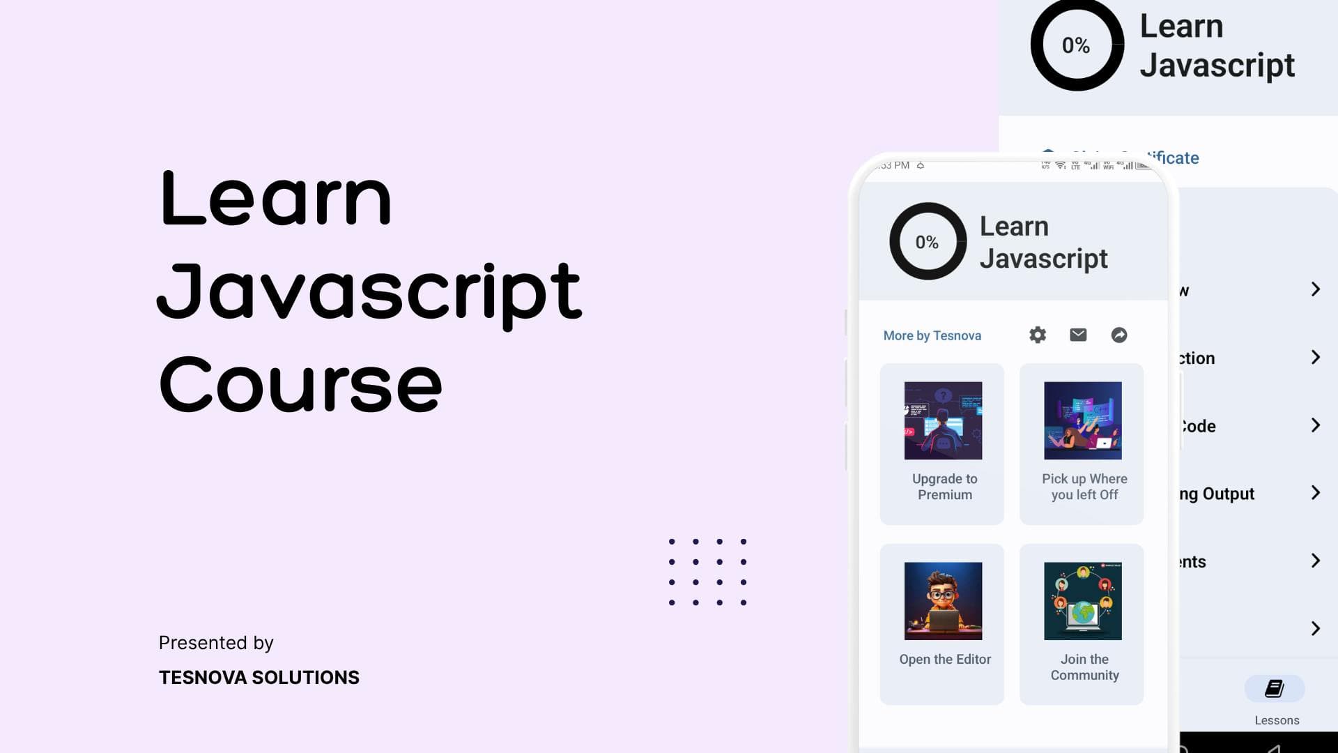 Learn JavaScript Course screen 2